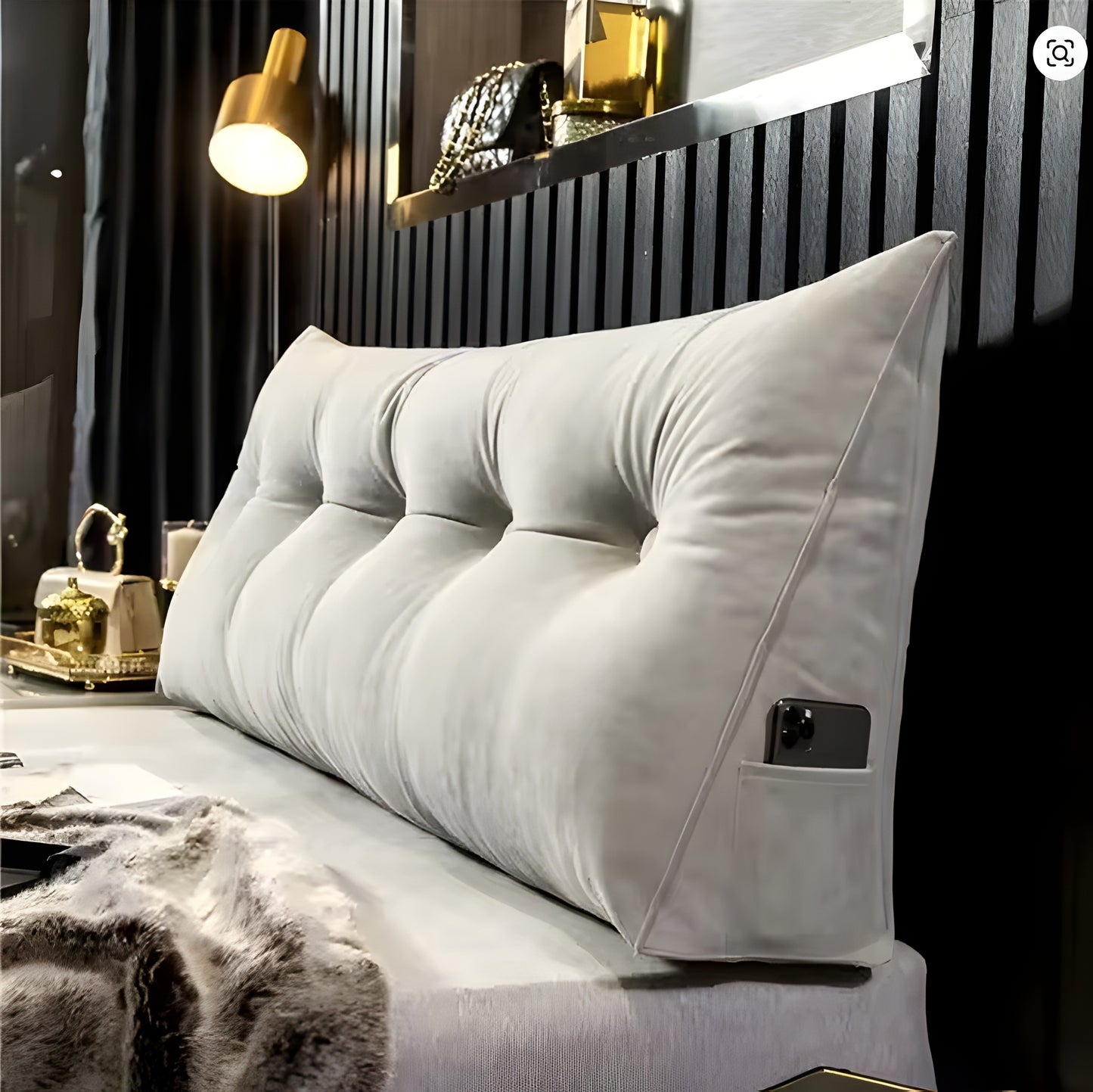 COJIN PRISMA CON BOLSILLO  PORTA CELULAR EN TELA MONTREAL